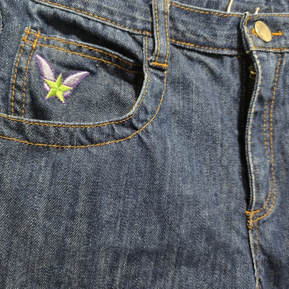 Disney Store Tinker Bell Girls Jeans Size 10/12 Embroidered Denim Pants Y2K